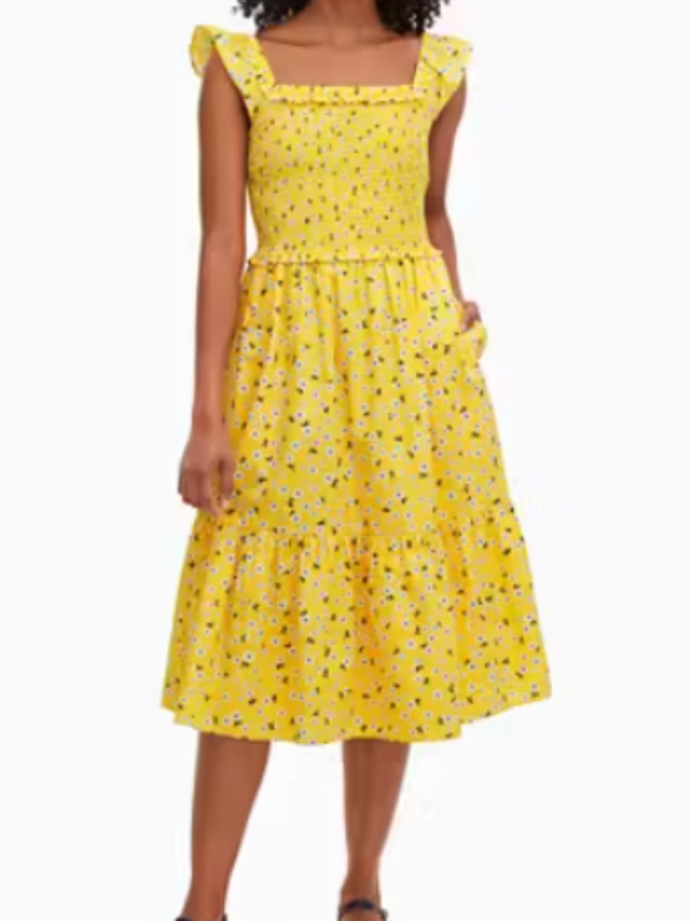 Kate Spade Fleurette Toss Voile Smocked Dress - Medium